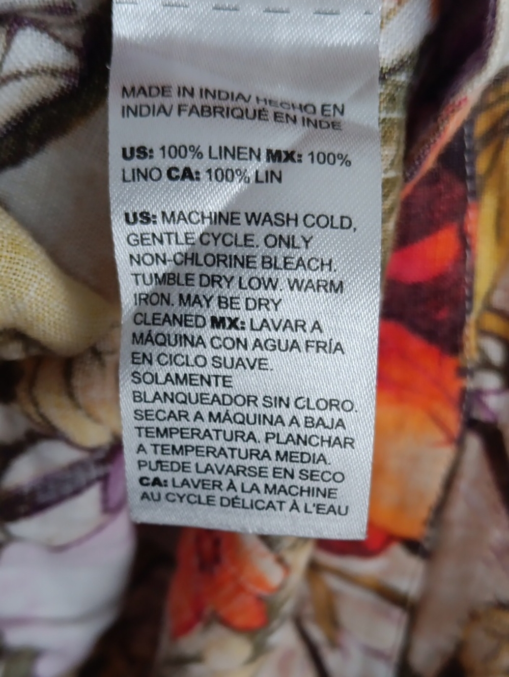 Chico's Floral Straight-Leg Pants in Cream with Orange & Purple Accents - Picture 9 of 10